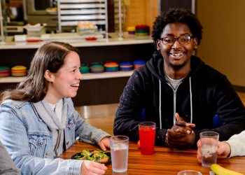 Dining Services Students eating in the dining hall.